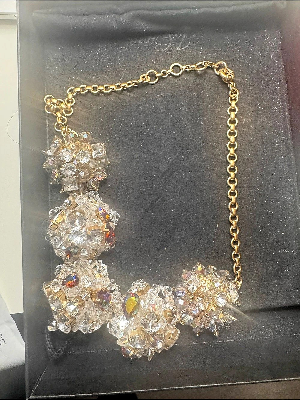J. Crew Clear Rhinestone Iridescent Mixed Cluster Necklace